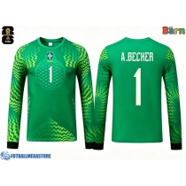 Fotballdrakt Barn Brasil Alisson Becker #1 Keeper Bortedraktsett VM 2026 Langermet (+ Korte bukser)